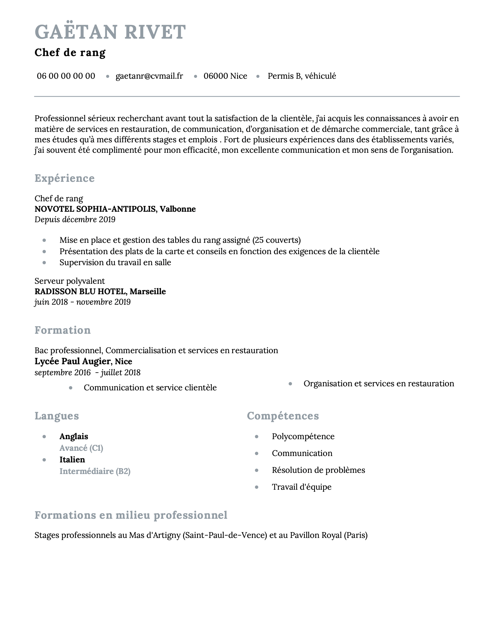 Modern CV template