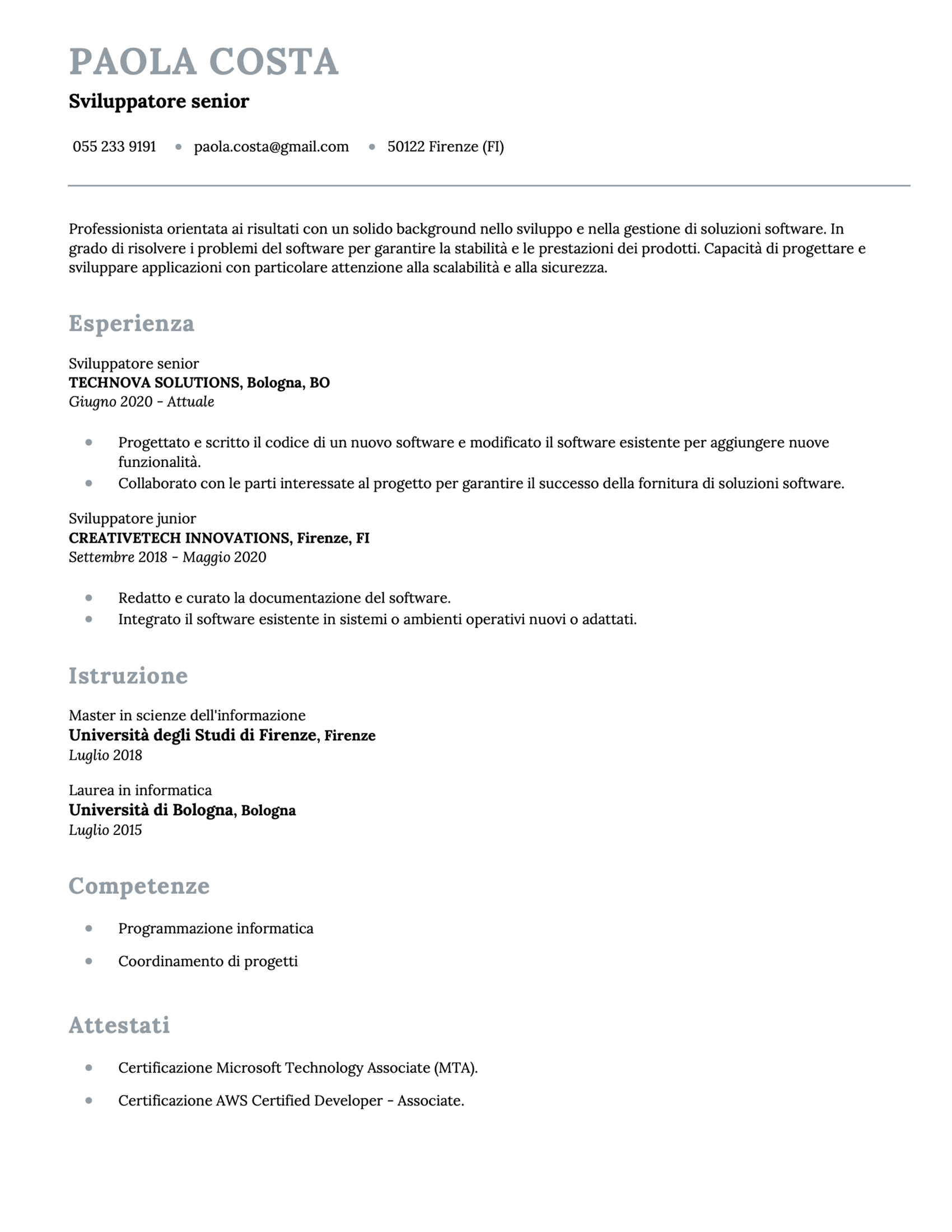 Modern CV template
